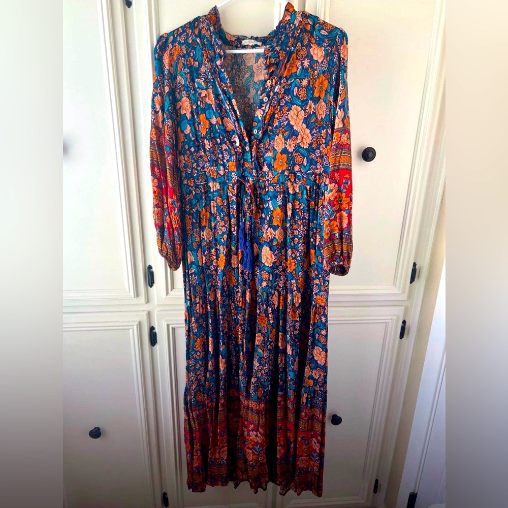 Easel Vibrant Floral Long Sleeve Dress